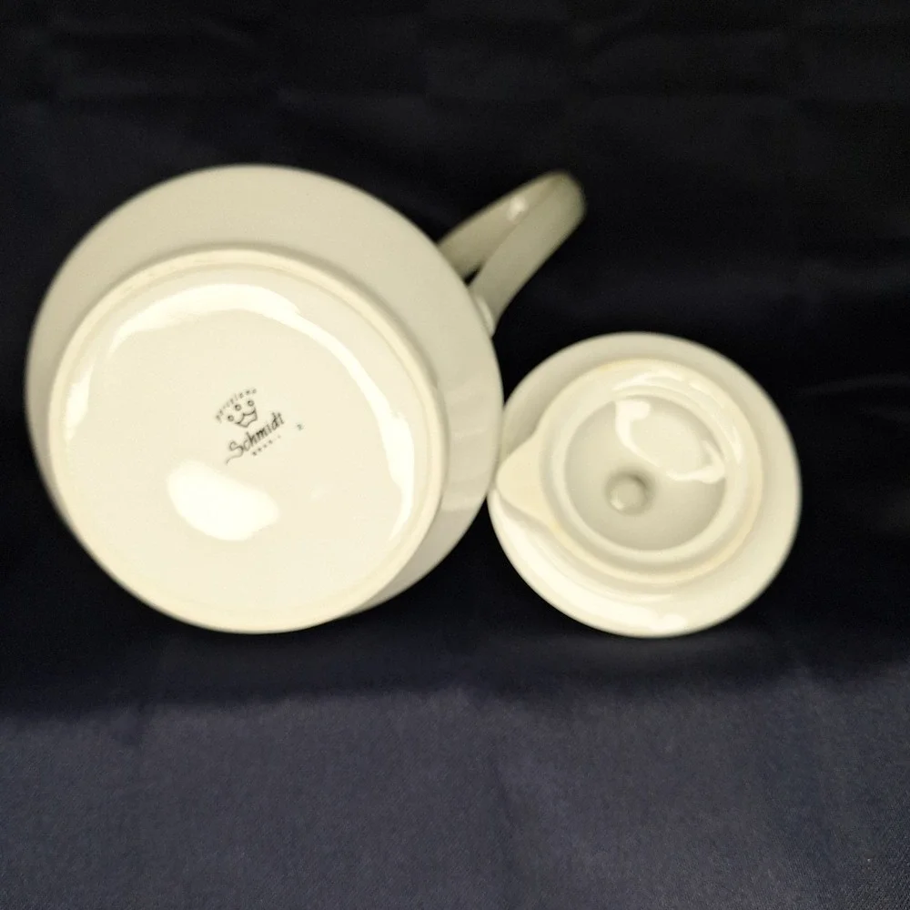 Schmidt Porcelain Coffee Tea Pot Christmas Holly Leaf Berry + other Cream Sugar